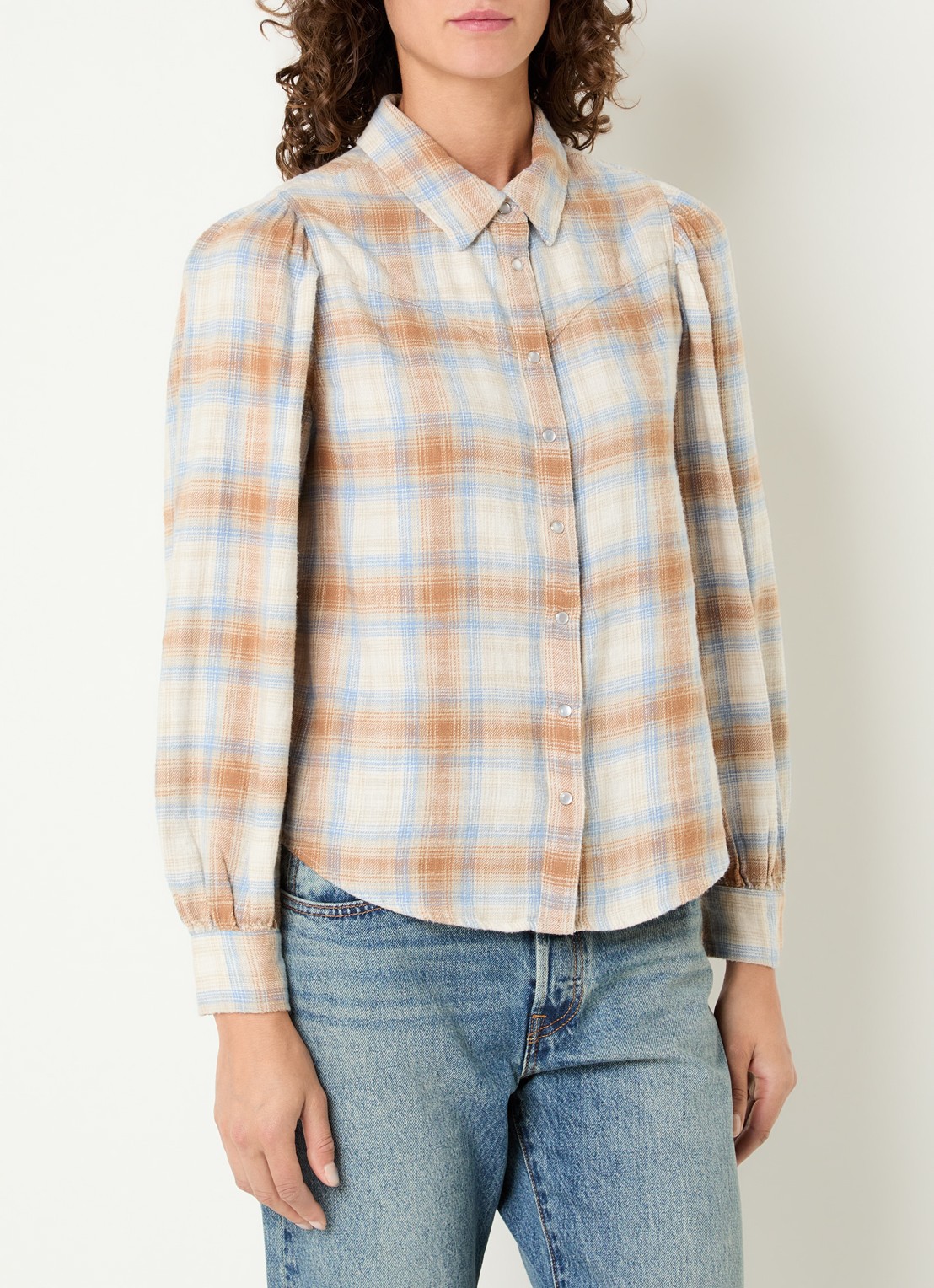 Levi's Blouse met ruitdessin - detail beige