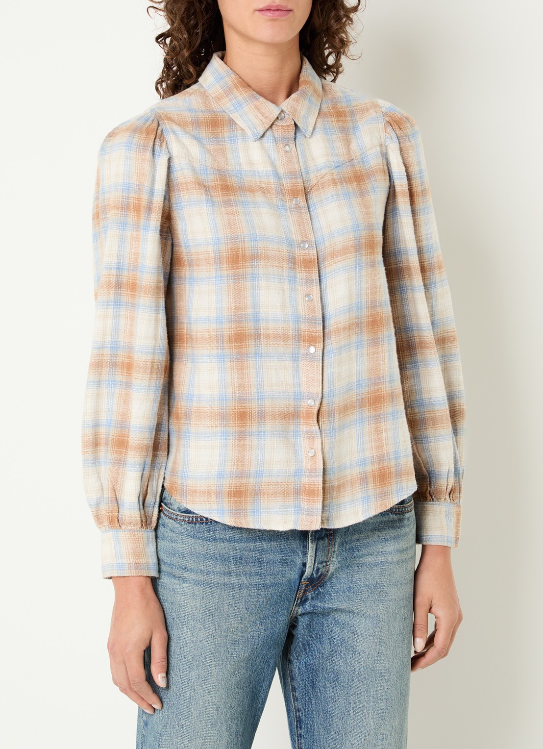 Levi's Blouse met ruitdessin - detail 2 beige