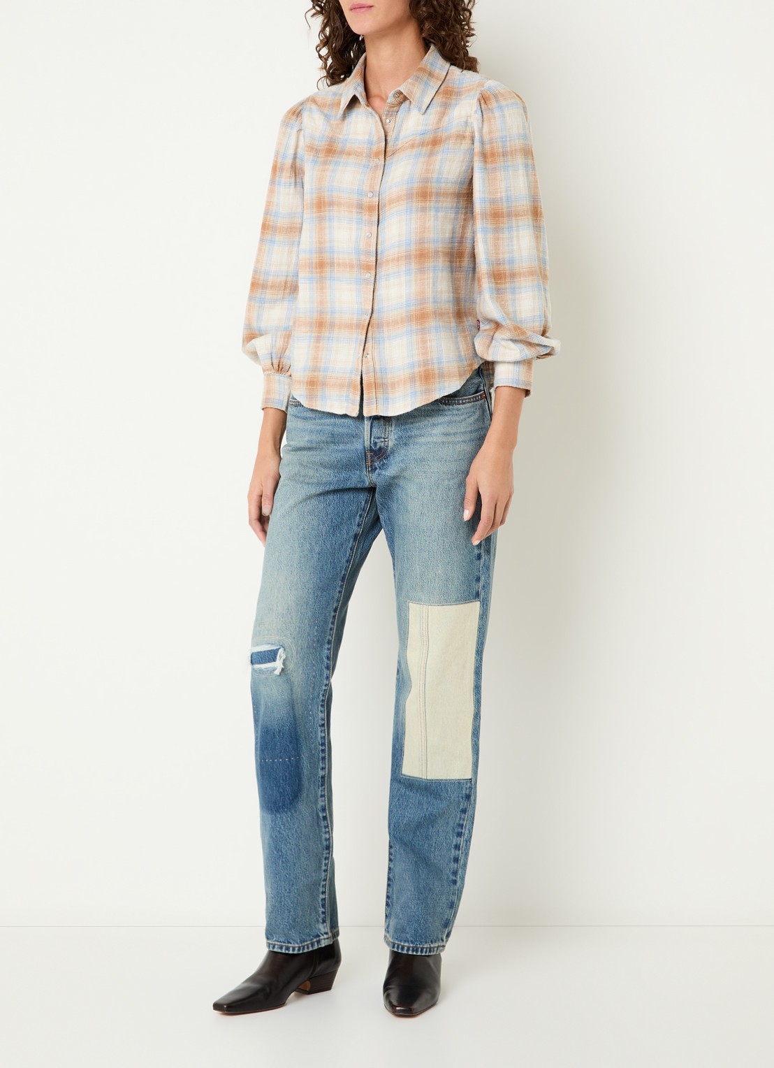 Levi's Blouse met ruitdessin - voorkant 3 beige