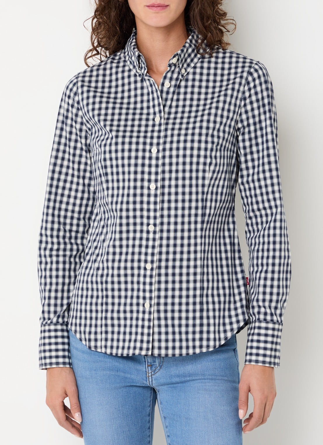 Levi's Blouse met ruitdessin - detail 4 donkerblauw