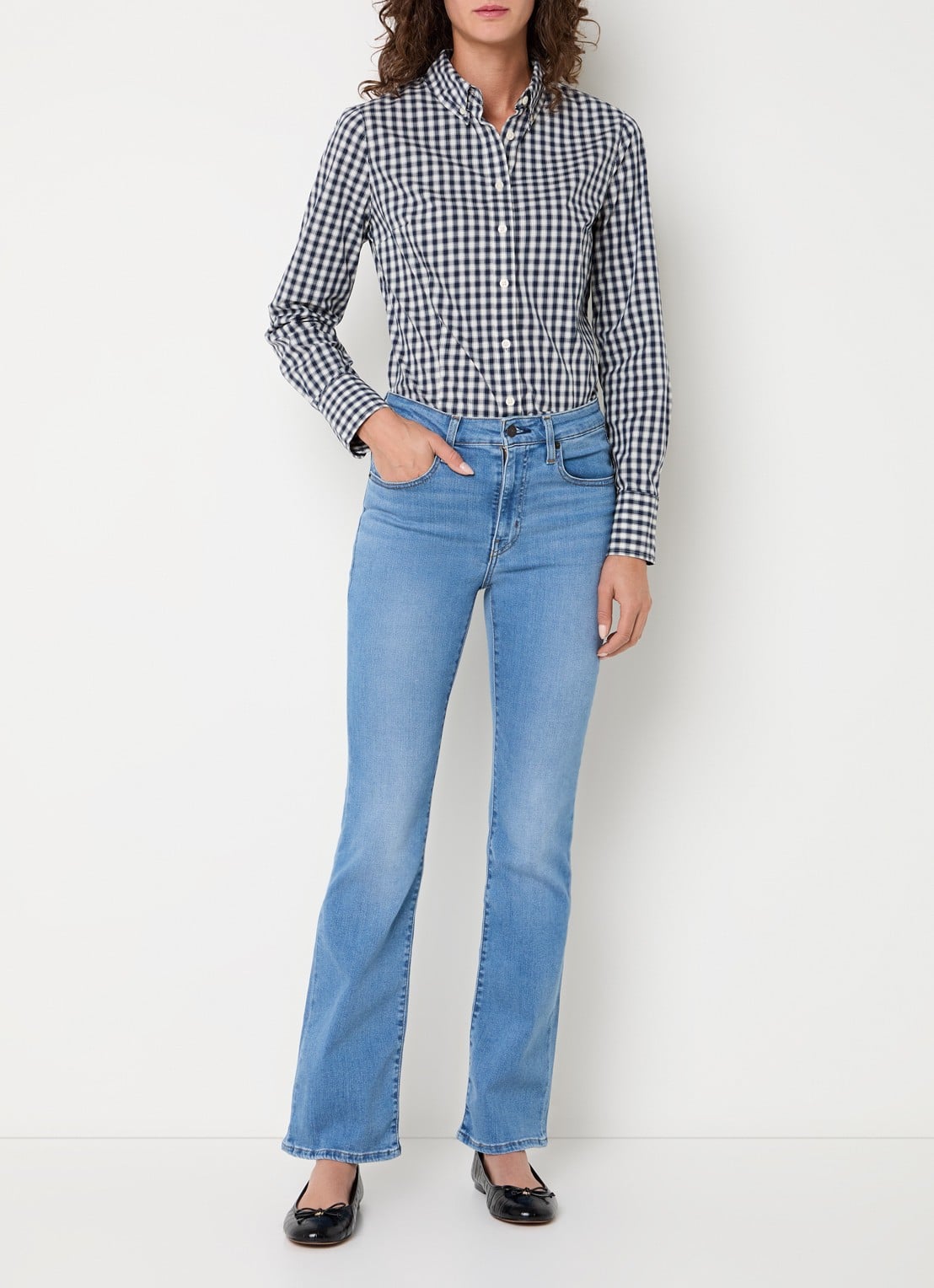 Levi's Blouse met ruitdessin - voorkant 2 donkerblauw
