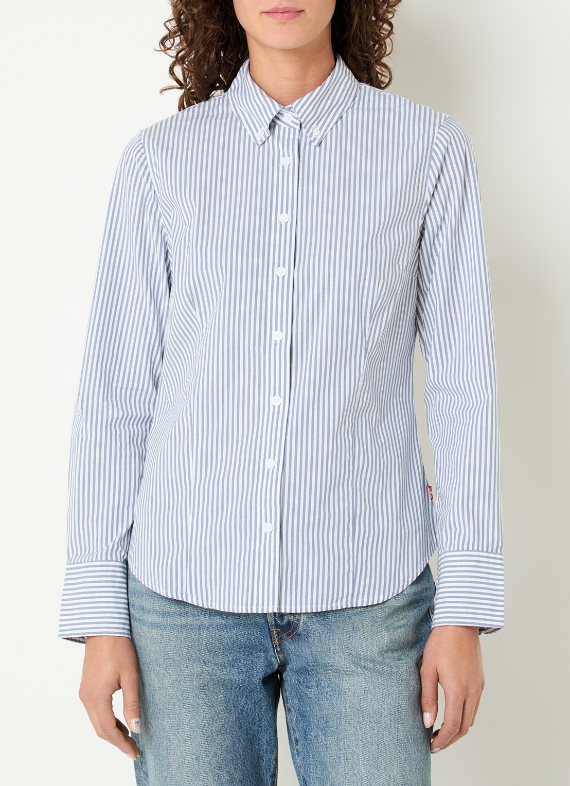 Levi's Blouse met streepprint - detail 4 staalblauw