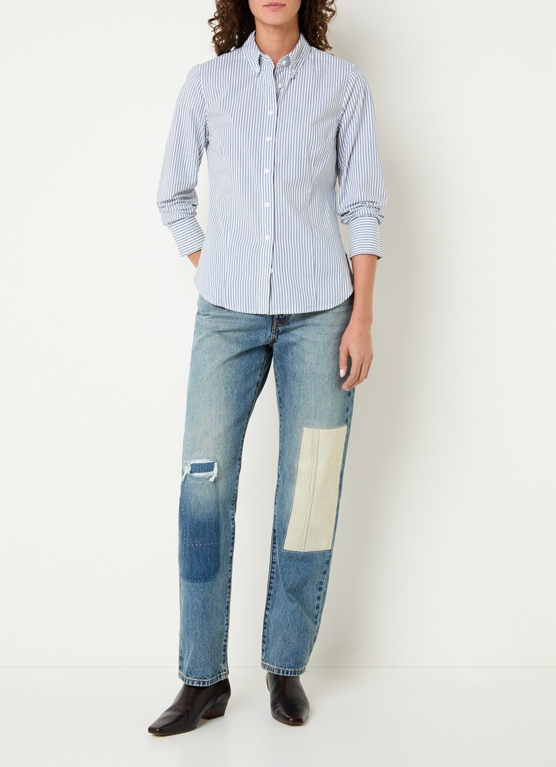 Levi's Blouse met streepprint - voorkant 3 staalblauw