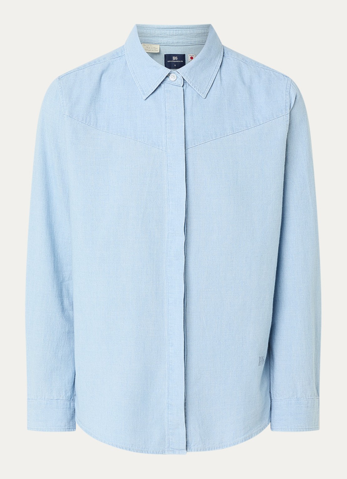 Levi's Blouse van chambray - voorkant 2 lichtblauw