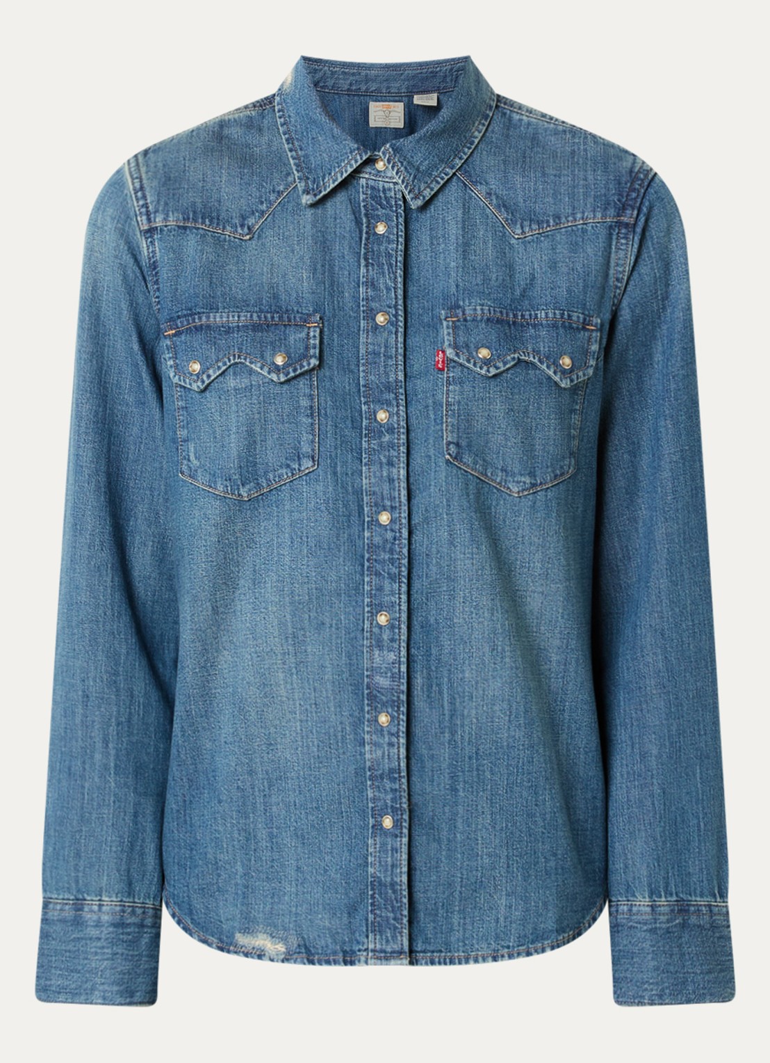 Levi's Blouse van chambray - voorkant 3 indigo