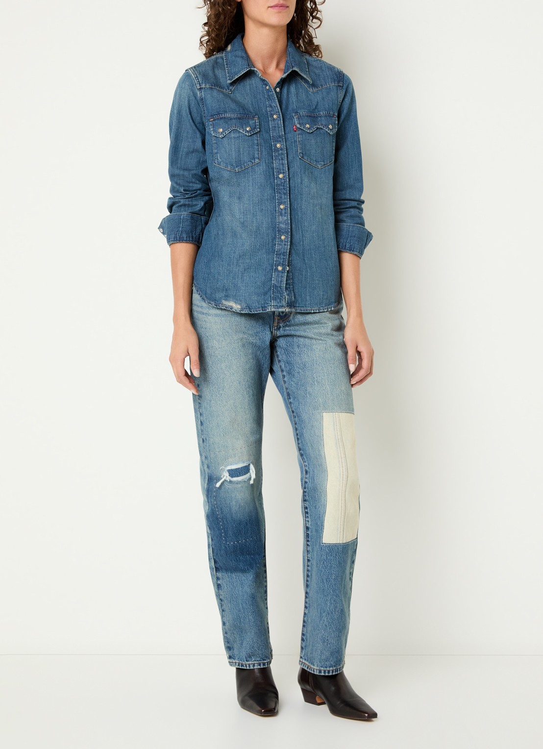 Levi's Blouse van chambray - voorkant 4 indigo