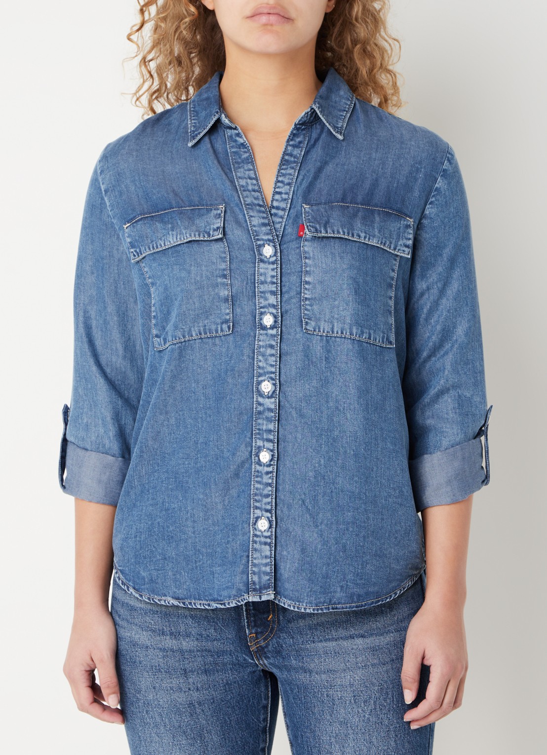 Levi's Blouse van denim met borstzakken - detail 2 indigo