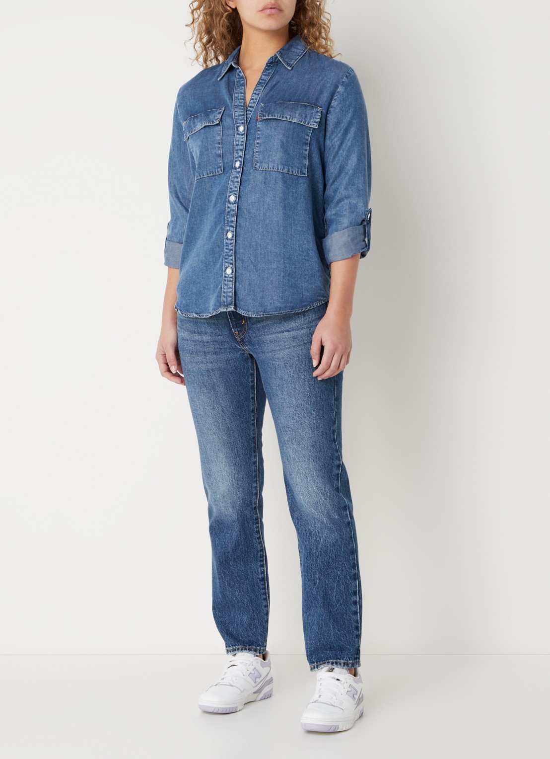 Levi's Blouse van denim met borstzakken - voorkant 4 indigo