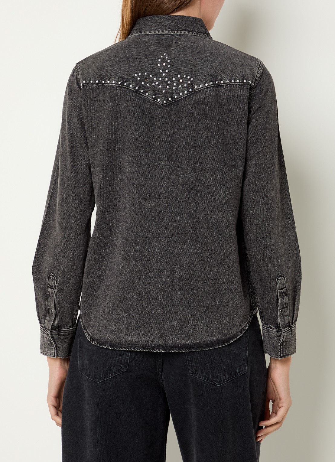 Levi's Blouse van denim met strass - achterkant zwart