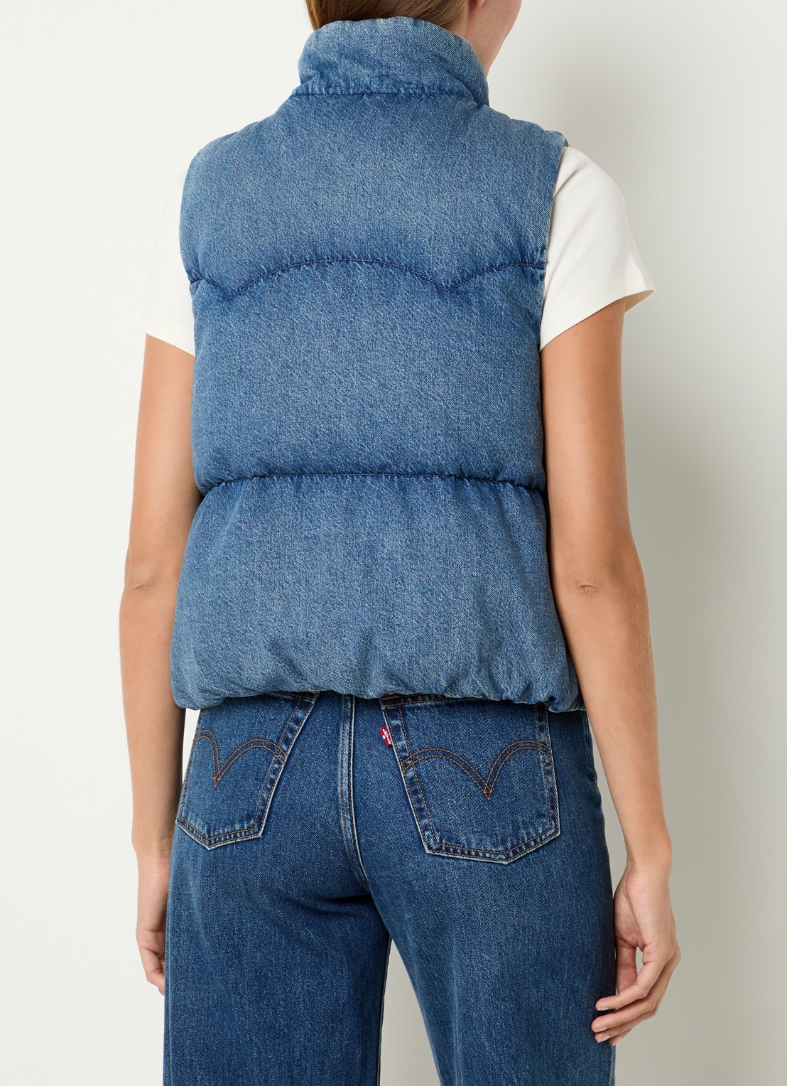 Levi's Bodywarmer van denim met donsvulling - achterkant 4 blauw