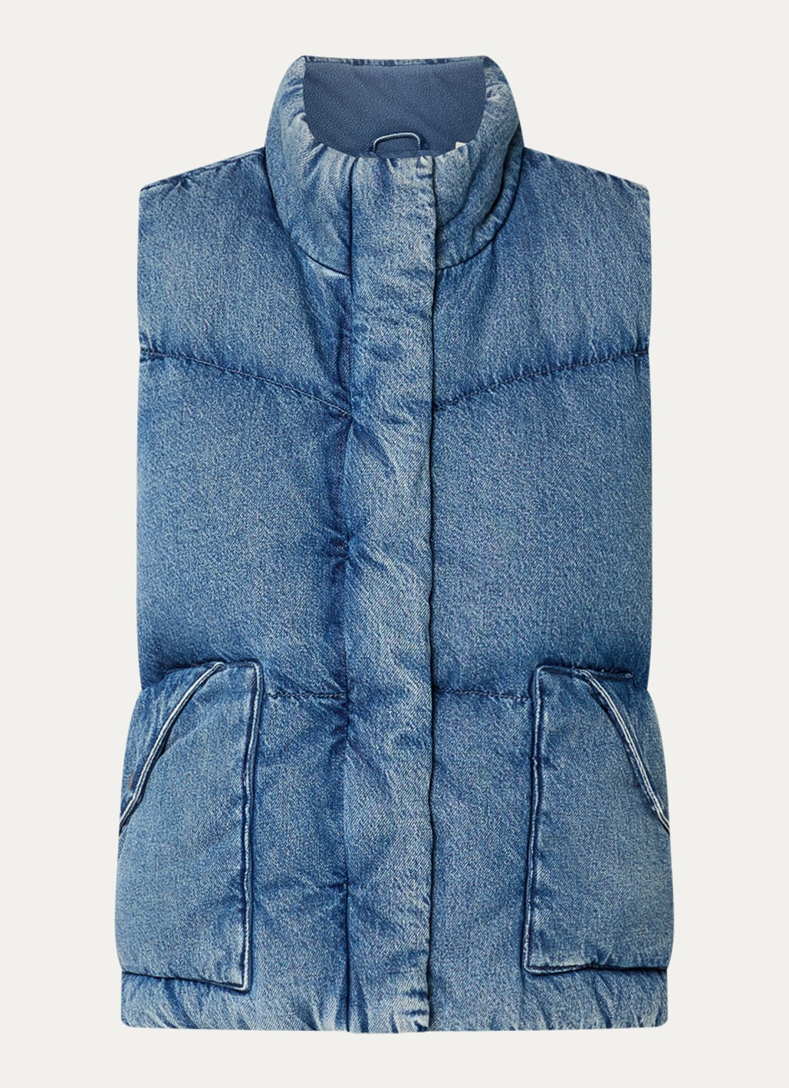 Levi's Bodywarmer van denim met donsvulling - voorkant 2 blauw