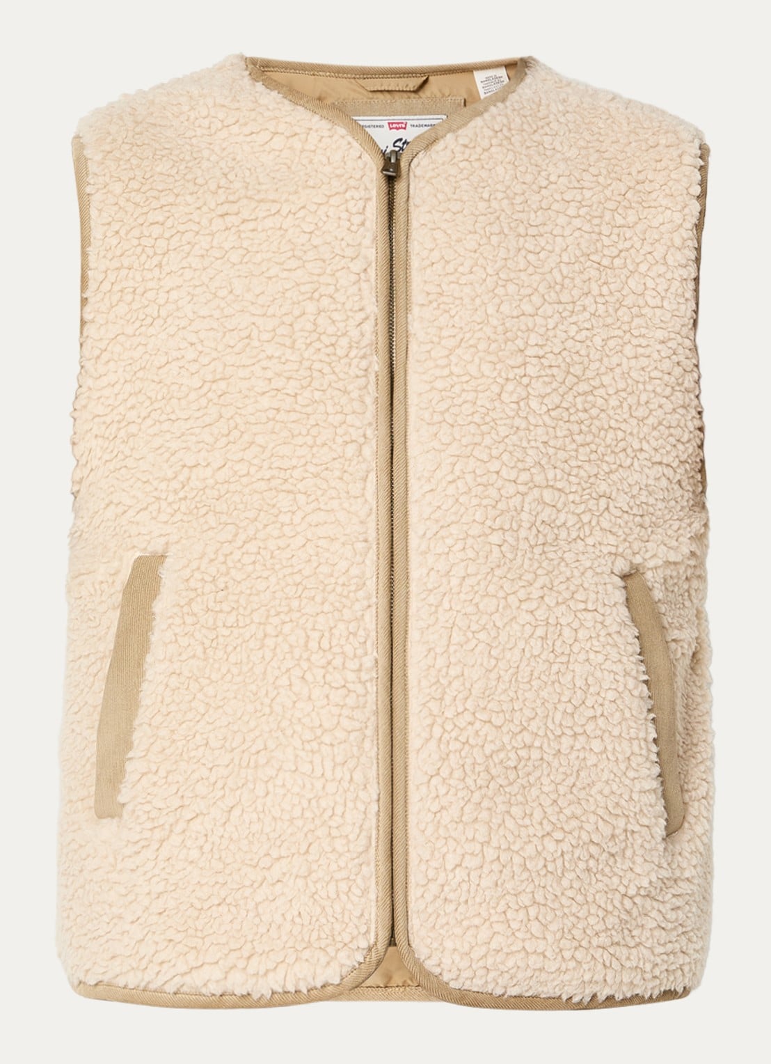 Levi's Bodywarmer van teddy met steekzakken - voorkant 2 beige