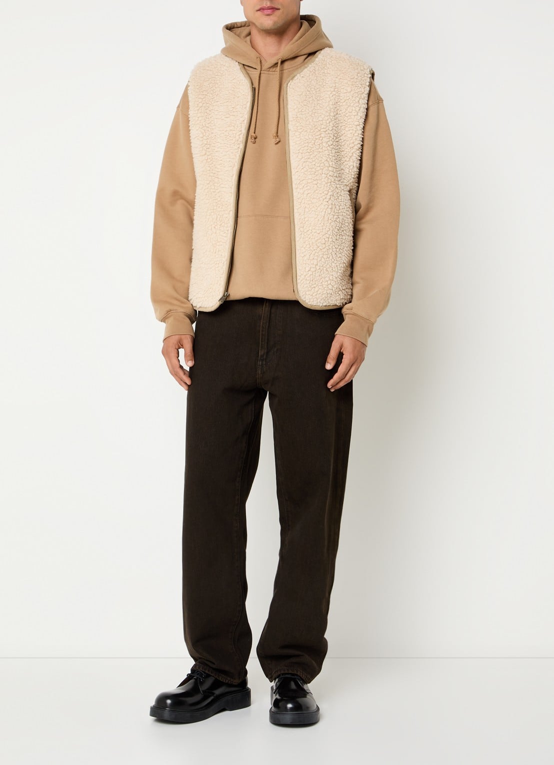 Levi's Bodywarmer van teddy met steekzakken - voorkant 3 beige