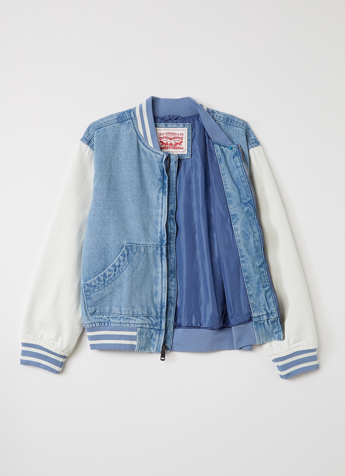 Levi's Bomberjack met logoborduring - voorkant 3 indigo