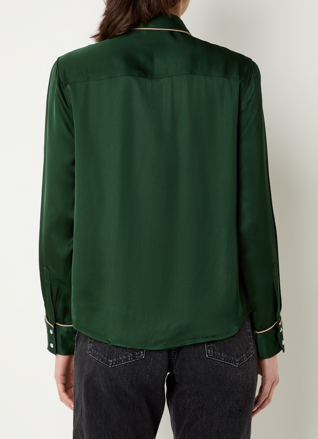 Levi's Bradie blouse van satijn met paspelzakken - achterkant groen