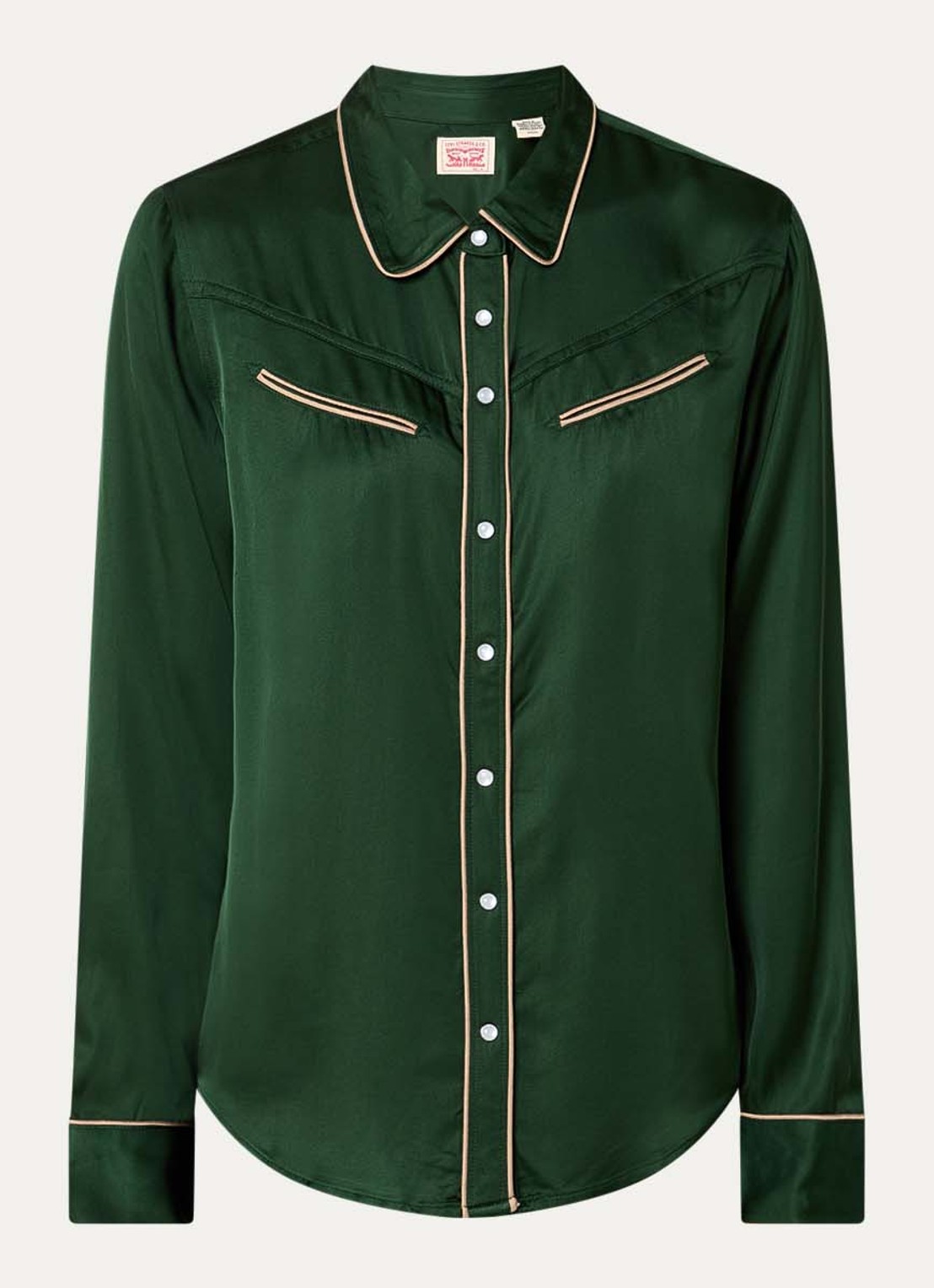 Levi's Bradie blouse van satijn met paspelzakken - voorkant 3 groen