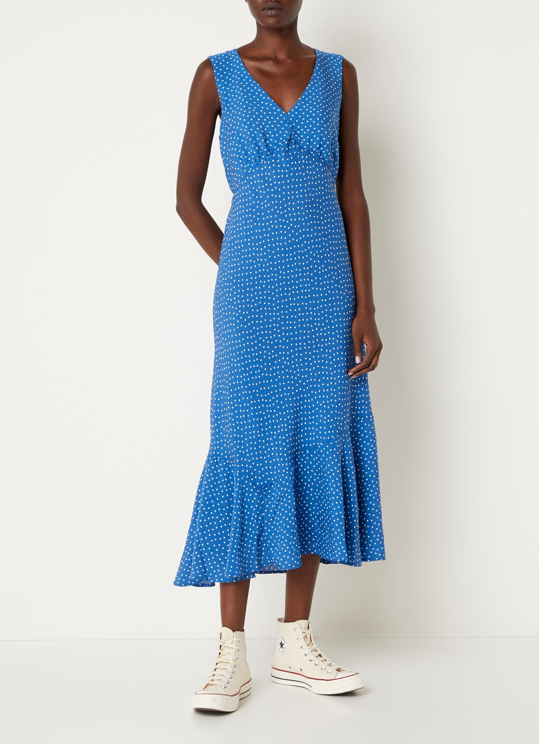 Levi's Brita maxi jurk met strikceintuur - detail 2 lichtblauw