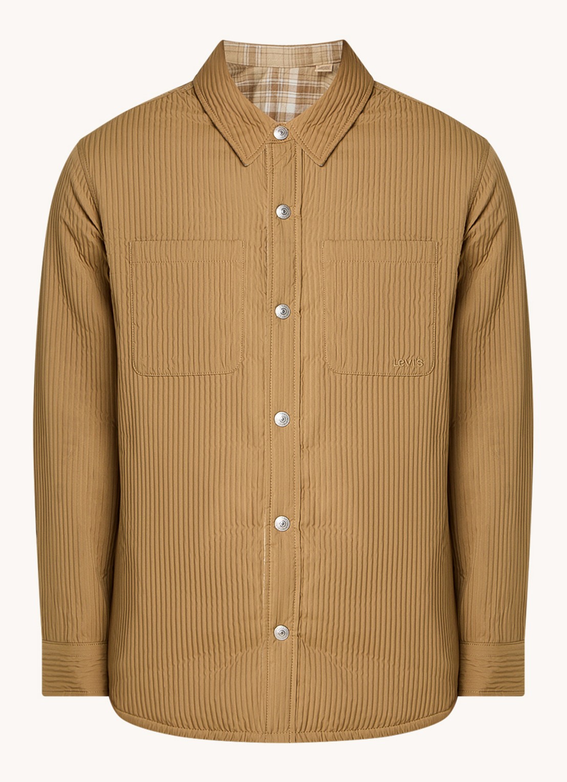 Levi's Bryant reversible overshirt met ruitdessin - voorkant 4 camel