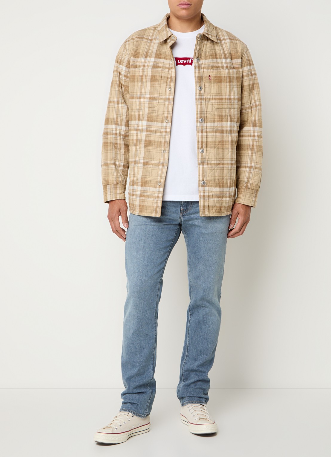 Levi's Bryant reversible overshirt met ruitdessin - voorkant 5 camel