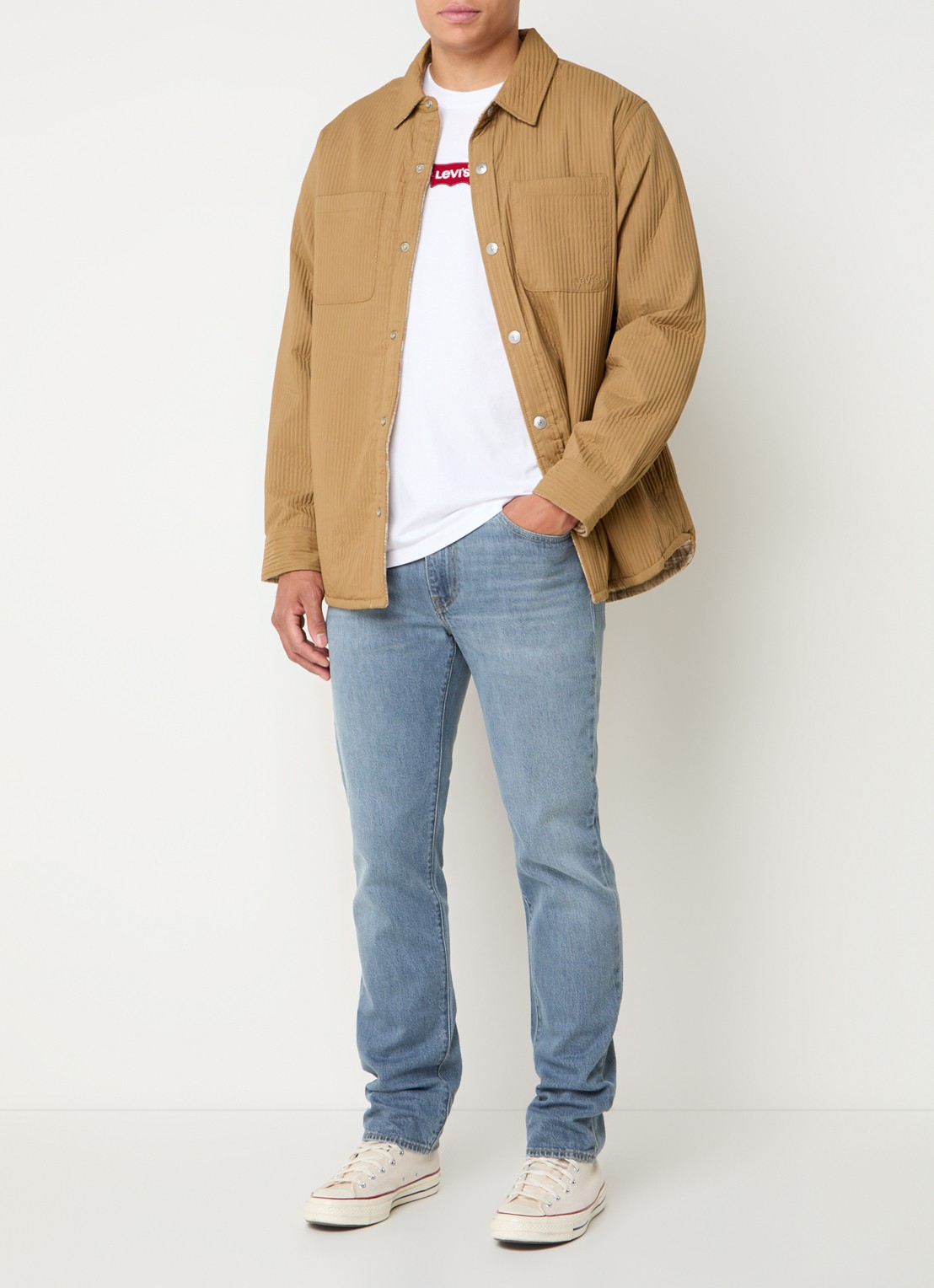 Levi's Bryant reversible overshirt met ruitdessin - voorkant 6 camel