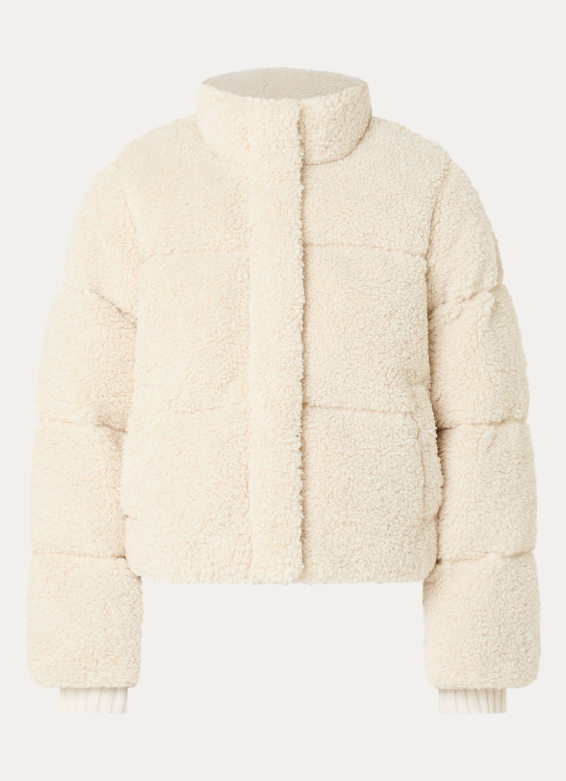 Levi's Brynn cropped puffer jack van teddy met steekzakken - voorkant creme