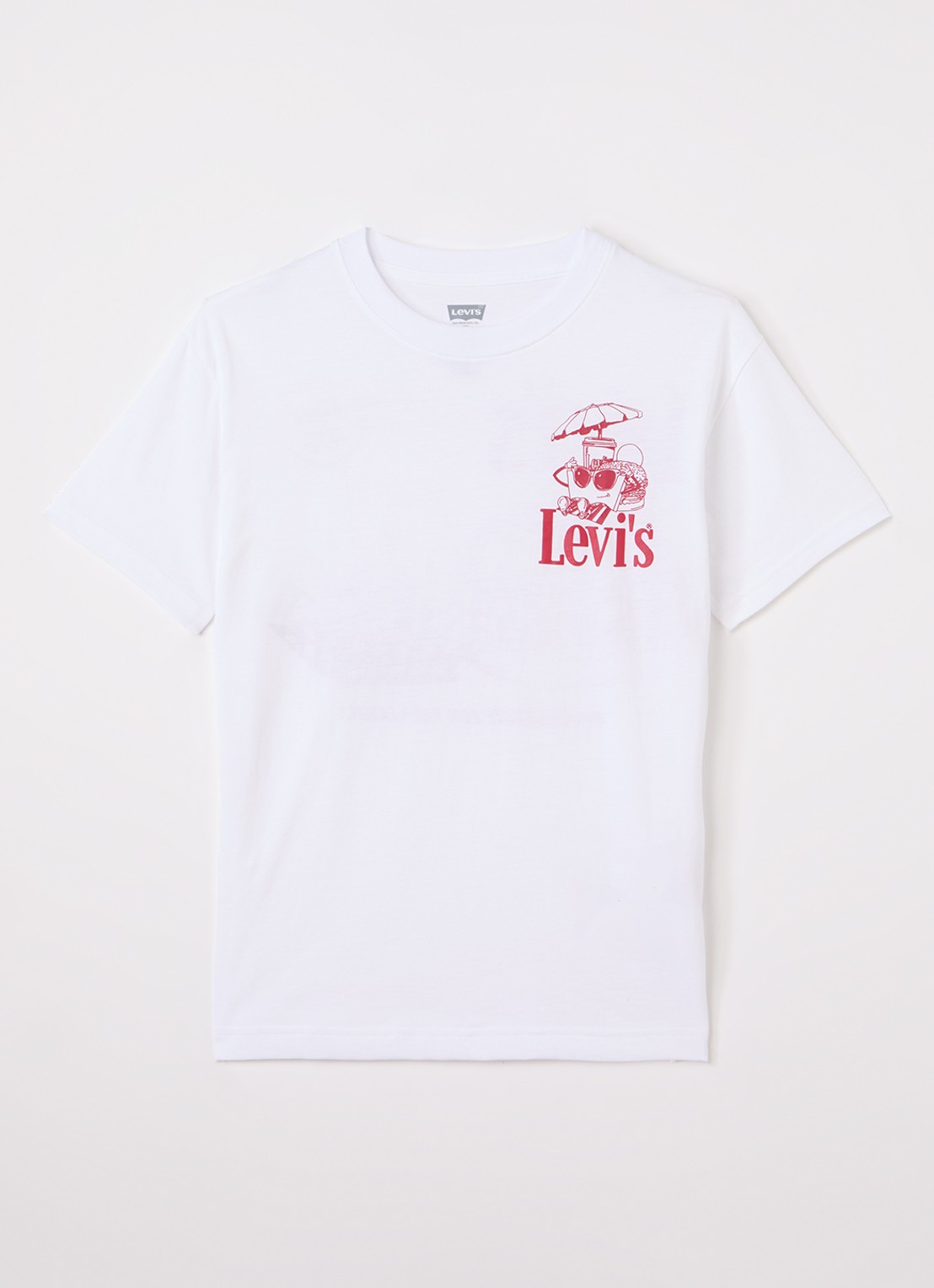 Levi's Burger Meal T-shirt met logo- en backprint - voorkant wit