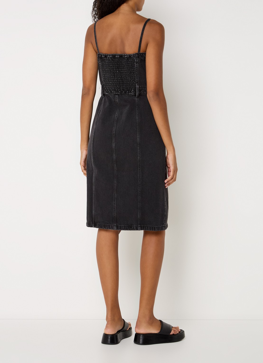 Levi's Bustier midi denim jurk - achterkant zwart