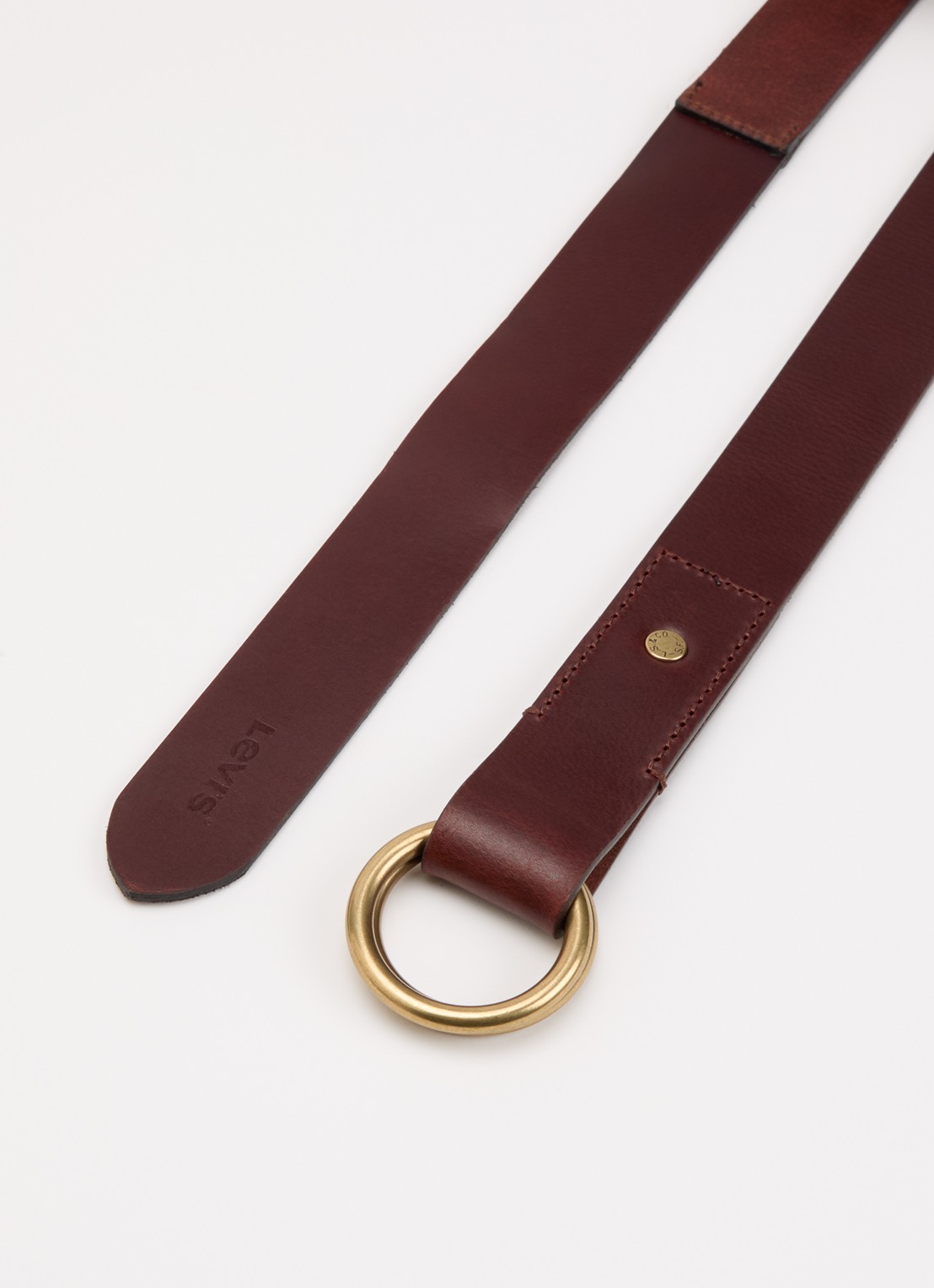 Levi's Camden riem van leer - detail 2 kastanjebruin