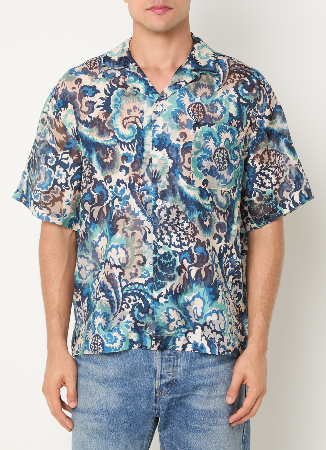 Levi's Camp overhemd print en borstzak - detail 3 donkerblauw