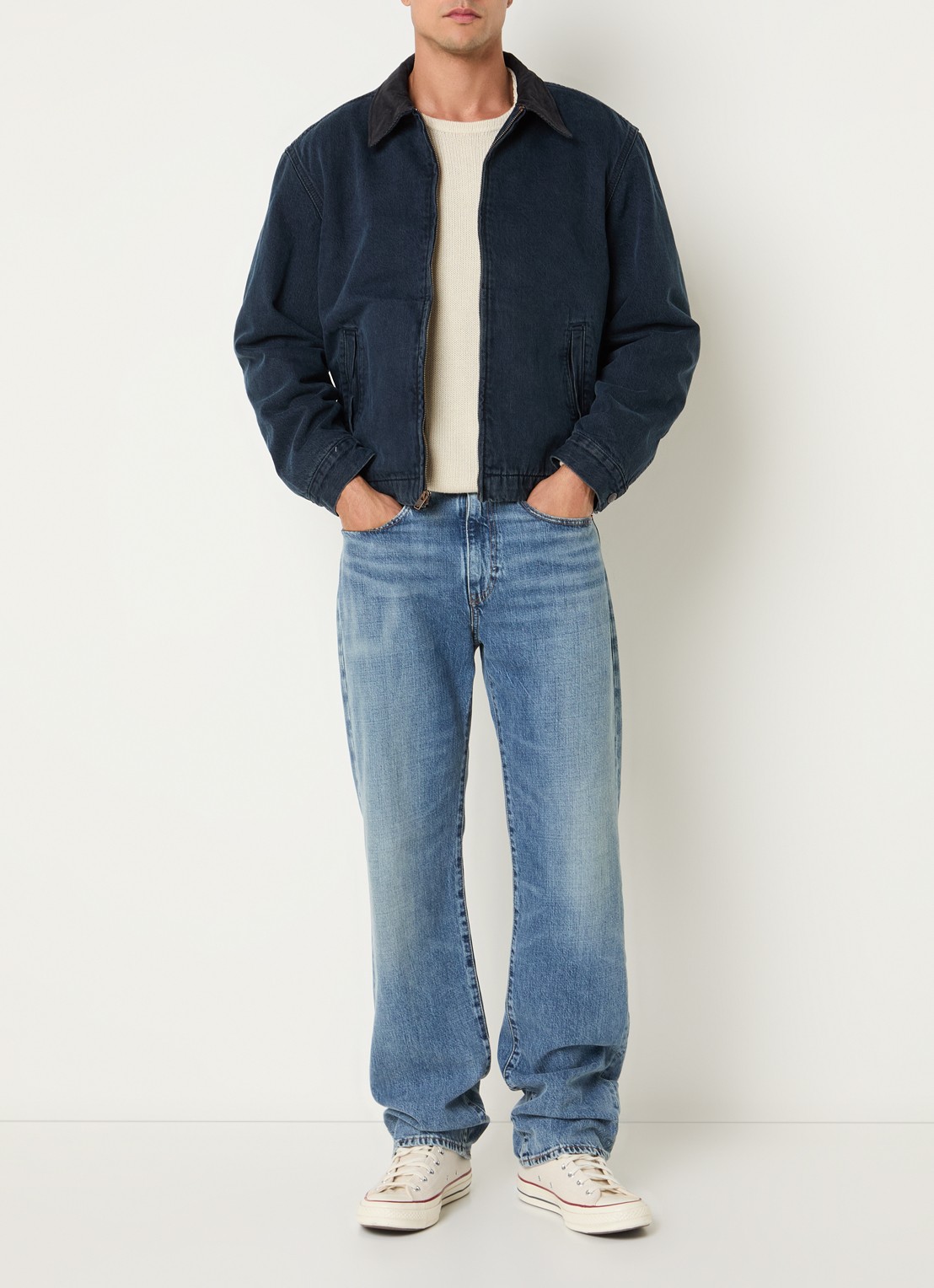 Levi's Castro spijkerjas met details van corduroy - voorkant 2 indigo