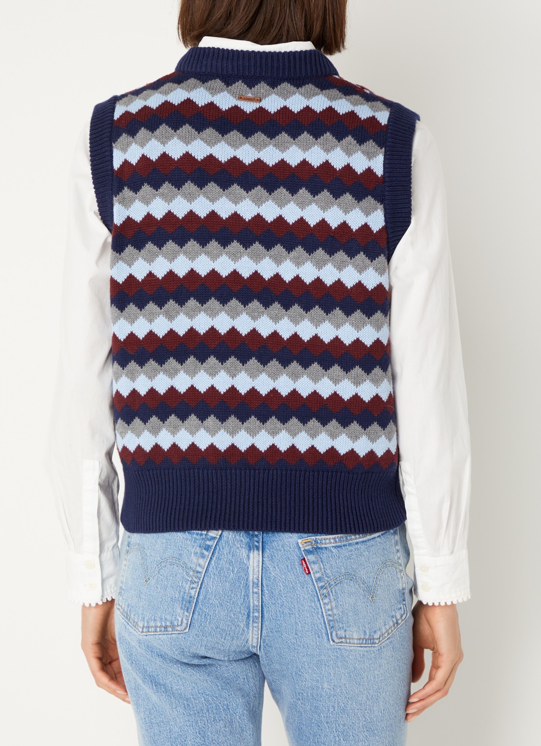 Levi's Charlie fijngebreide spencer in wolblend - achterkant 3 donkerblauw