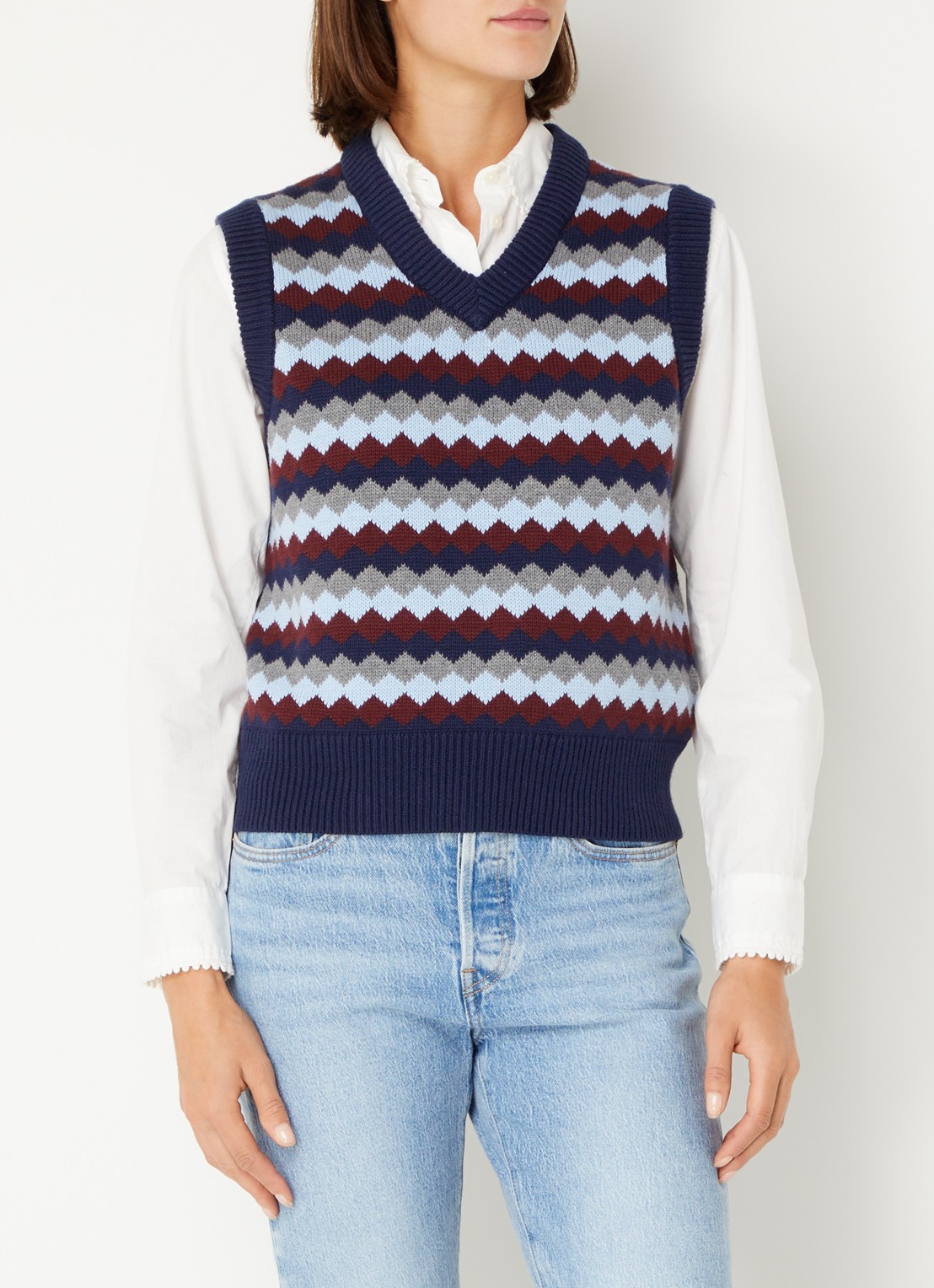Levi's Charlie fijngebreide spencer in wolblend - detail 4 donkerblauw
