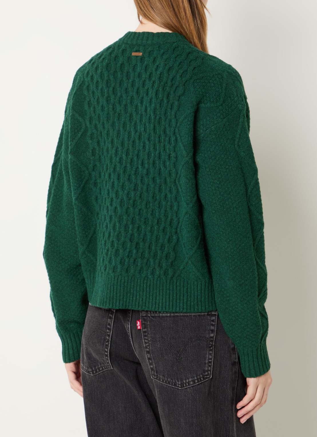 Levi's Charlotte fijngebreid vest in wolblend - achterkant donkergroen
