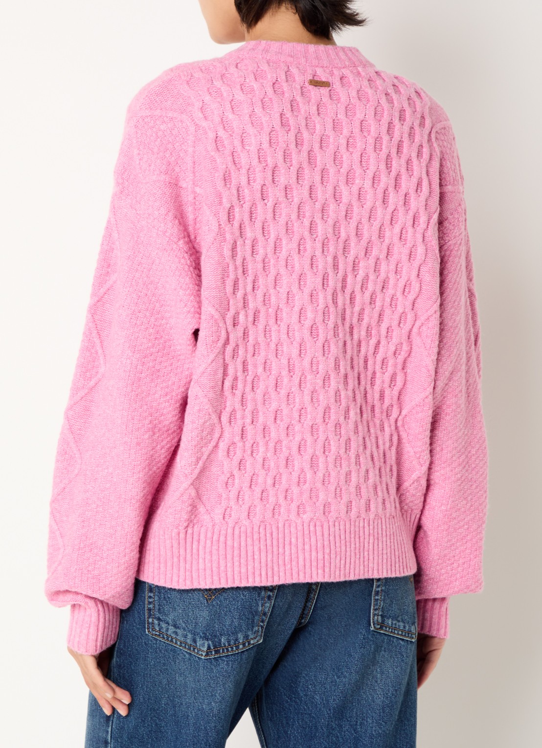 Levi's Charlotte grofgebreid vest in wolblend - achterkant 4 roze