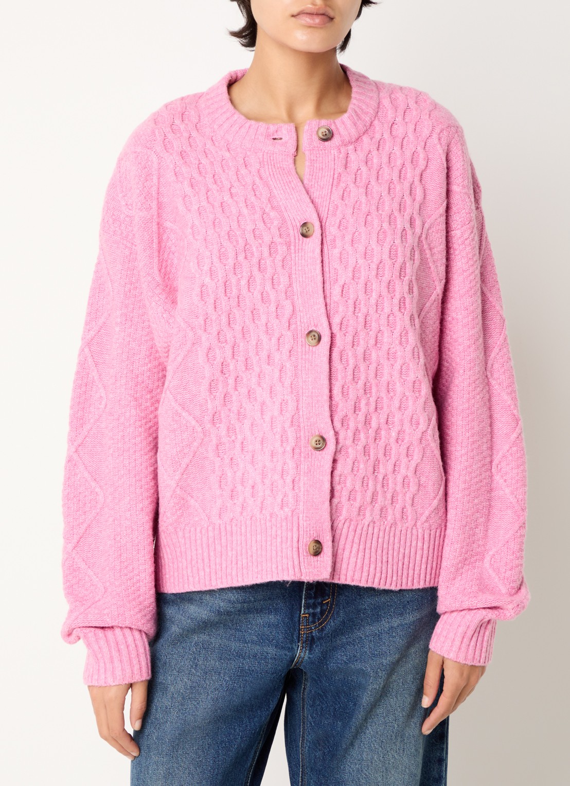 Levi's Charlotte grofgebreid vest in wolblend - detail 3 roze
