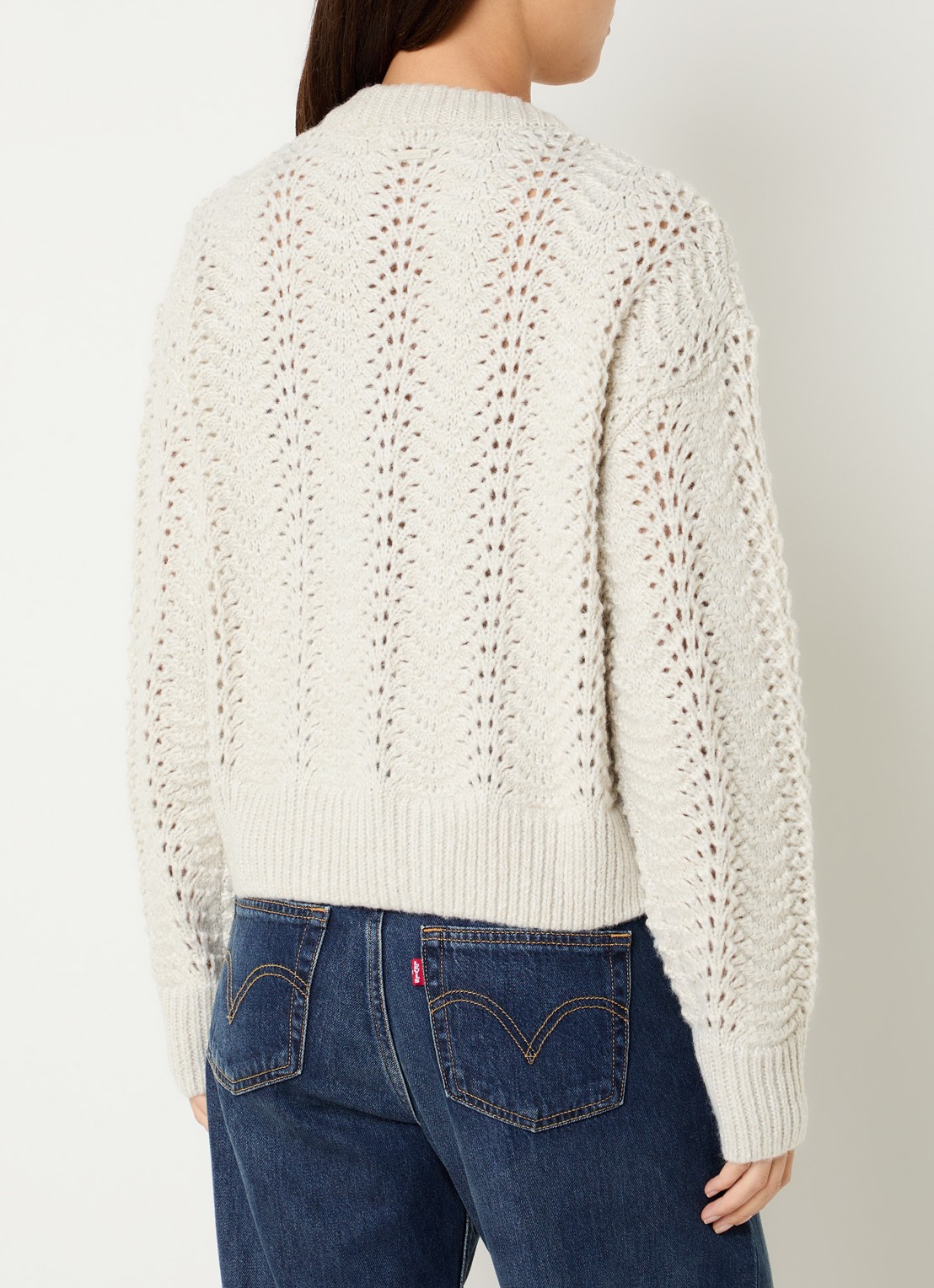 Levi's Charlotte grofgebreide trui in wolblend met lurex - achterkant 2 ivoor