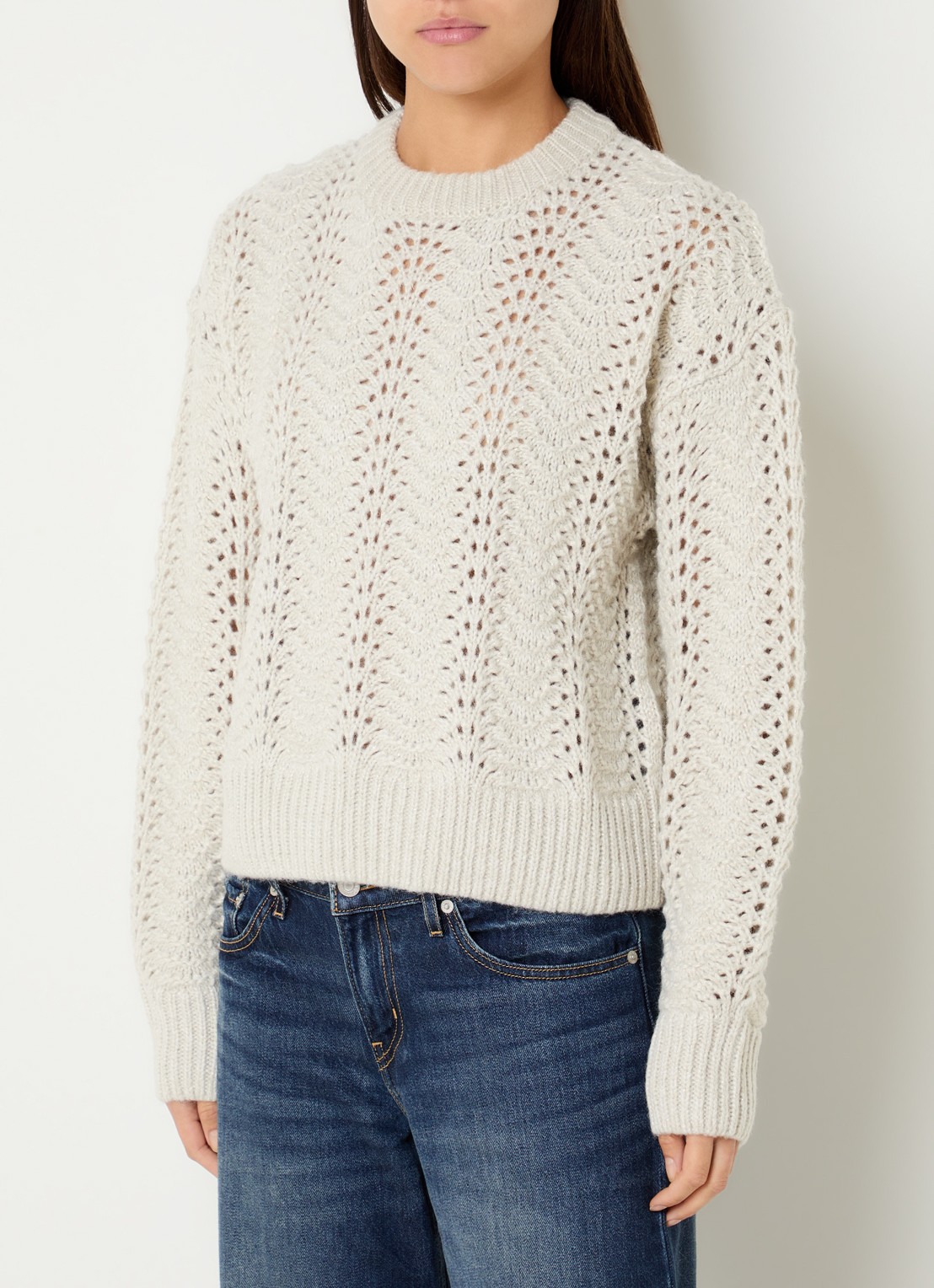 Levi's Charlotte grofgebreide trui in wolblend met lurex - detail ivoor