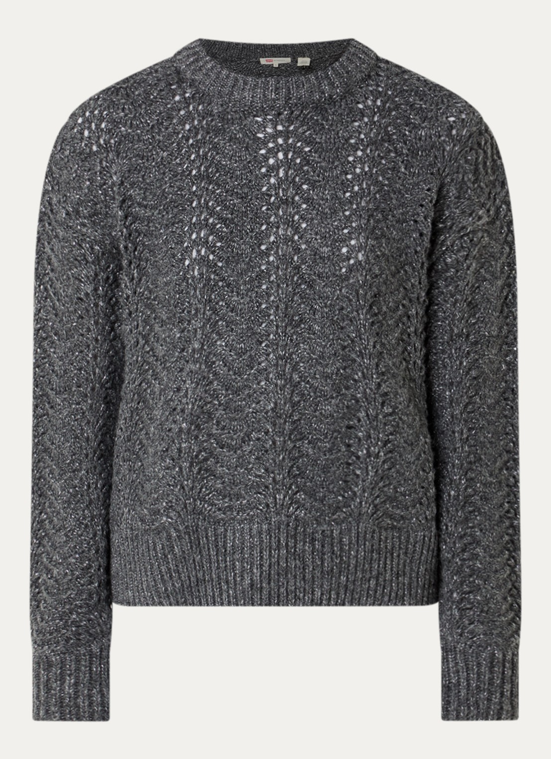 Levi's Charlotte grofgebreide trui in wolblend met lurex - voorkant donkergrijs