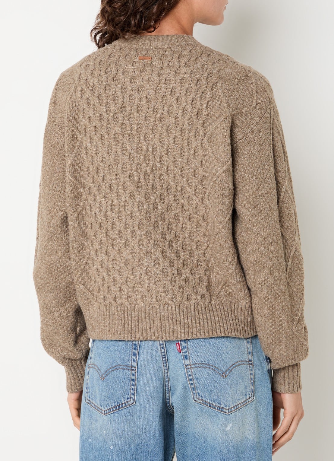 Levi's Charlotte kabelgebreid vest in wolblend - achterkant 4 beige