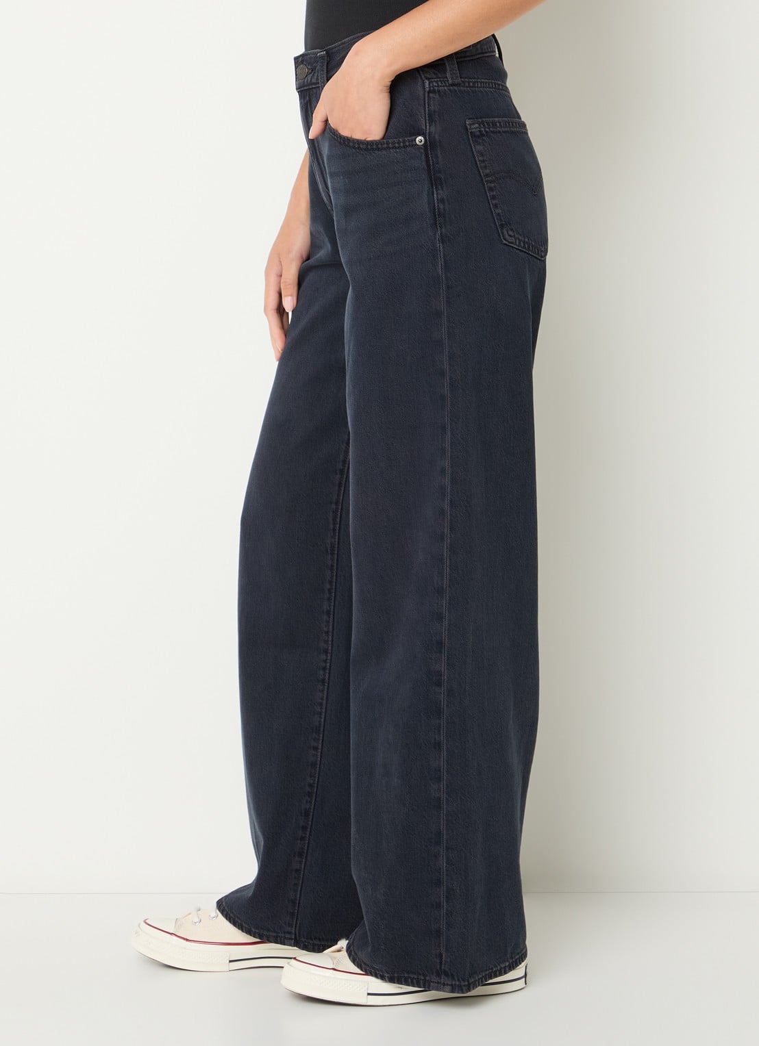 Levi's Cinch high waist wide leg jeans met donkere wassing - detail 5 indigo