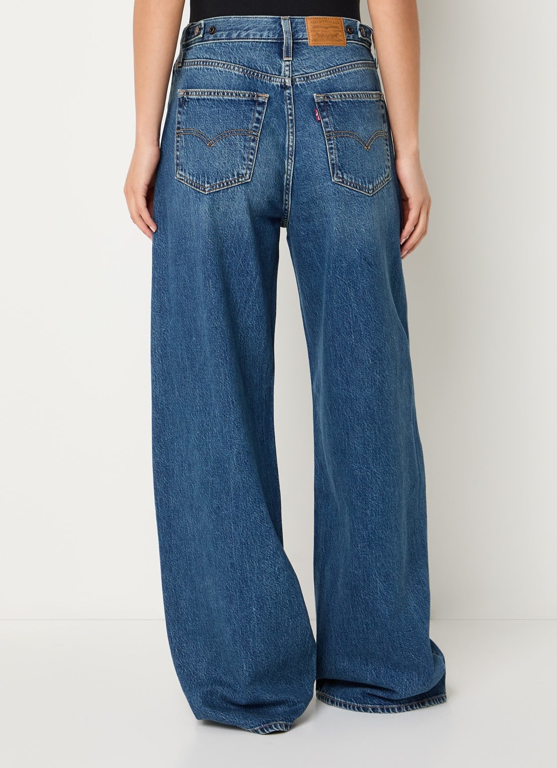 Levi's Cinch high waist wide leg jeans met donkere wassing - achterkant indigo