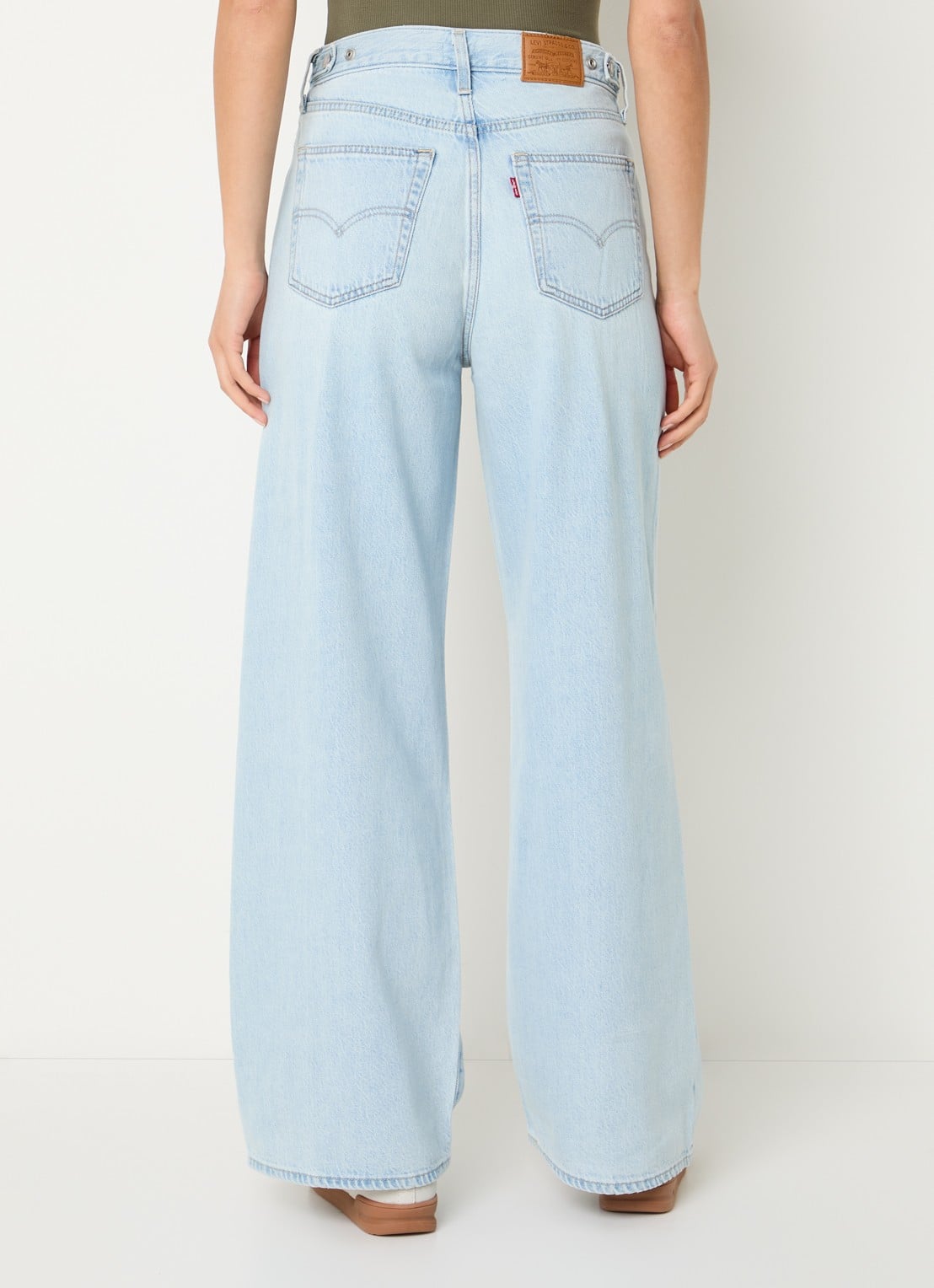 Levi's Cinch high waist wide leg jeans met lichte wassing - achterkant 5 indigo
