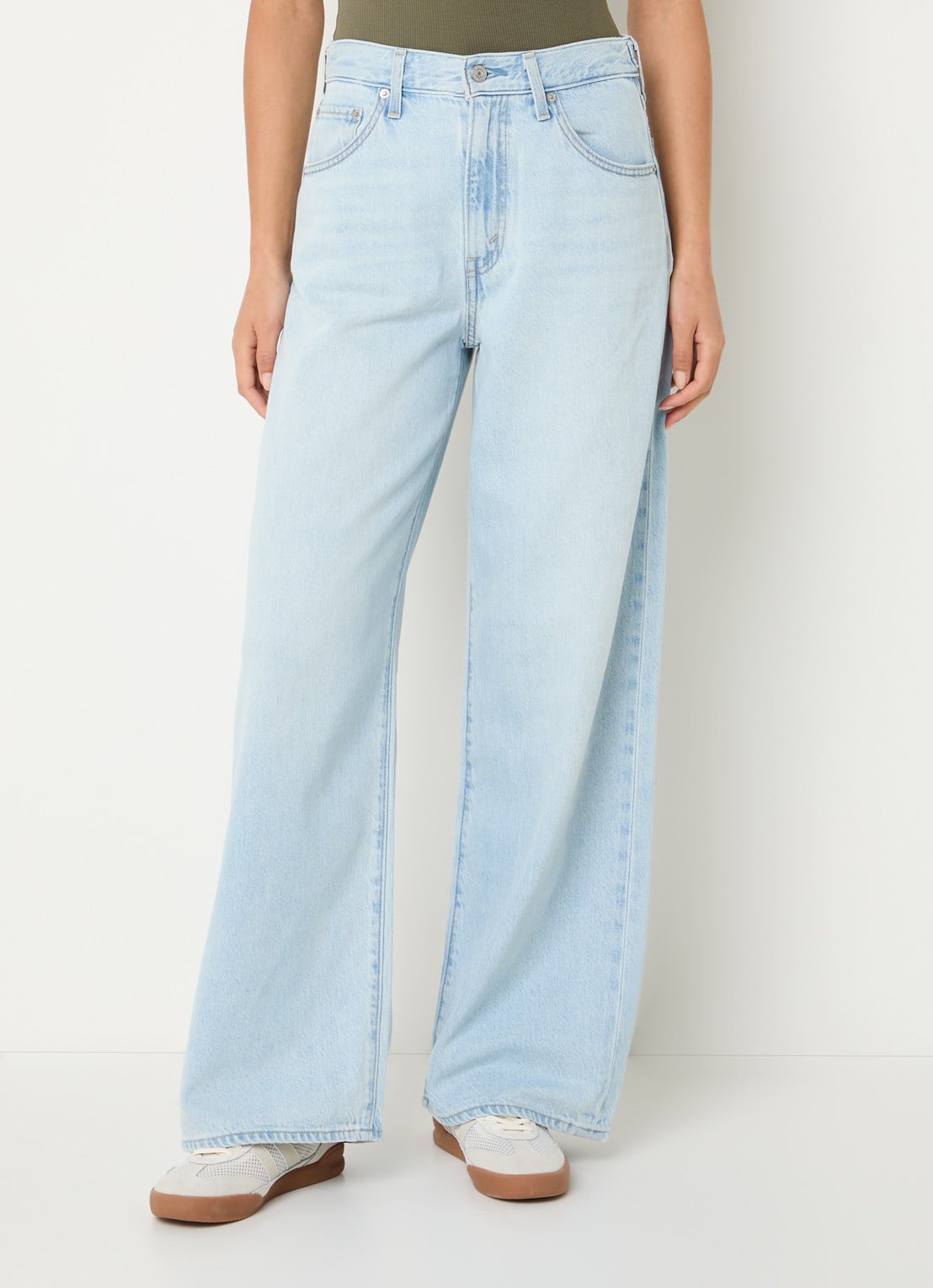 Levi's Cinch high waist wide leg jeans met lichte wassing - detail 3 indigo