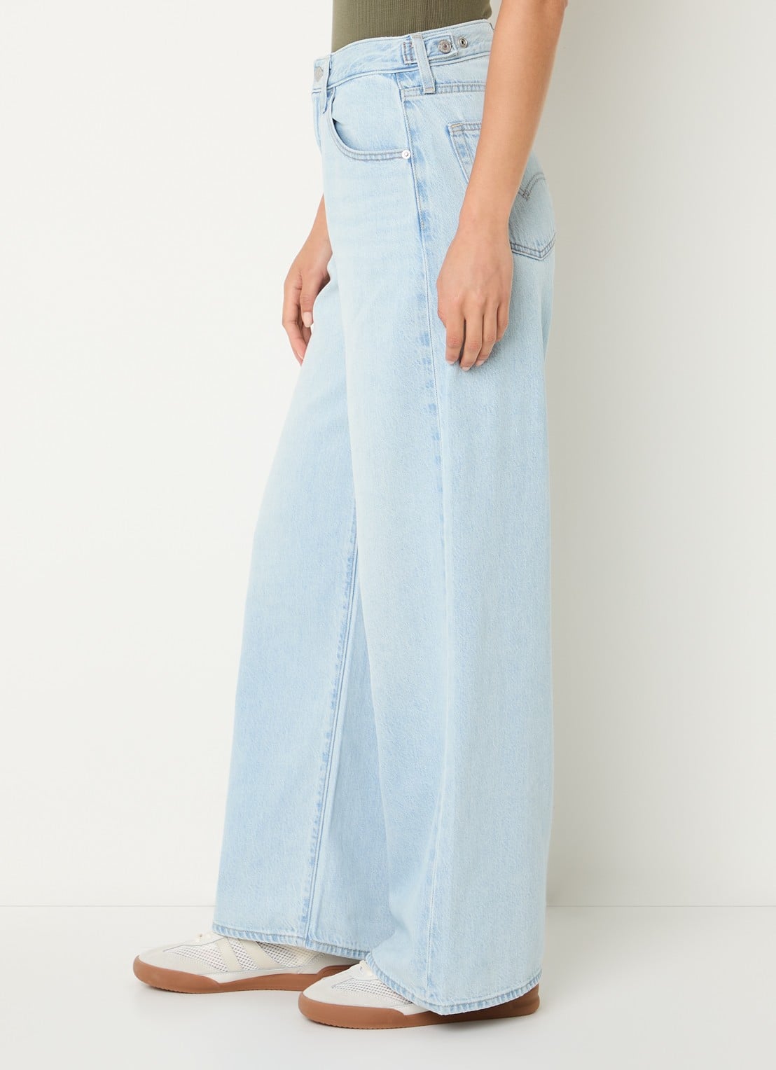 Levi's Cinch high waist wide leg jeans met lichte wassing - detail 4 indigo