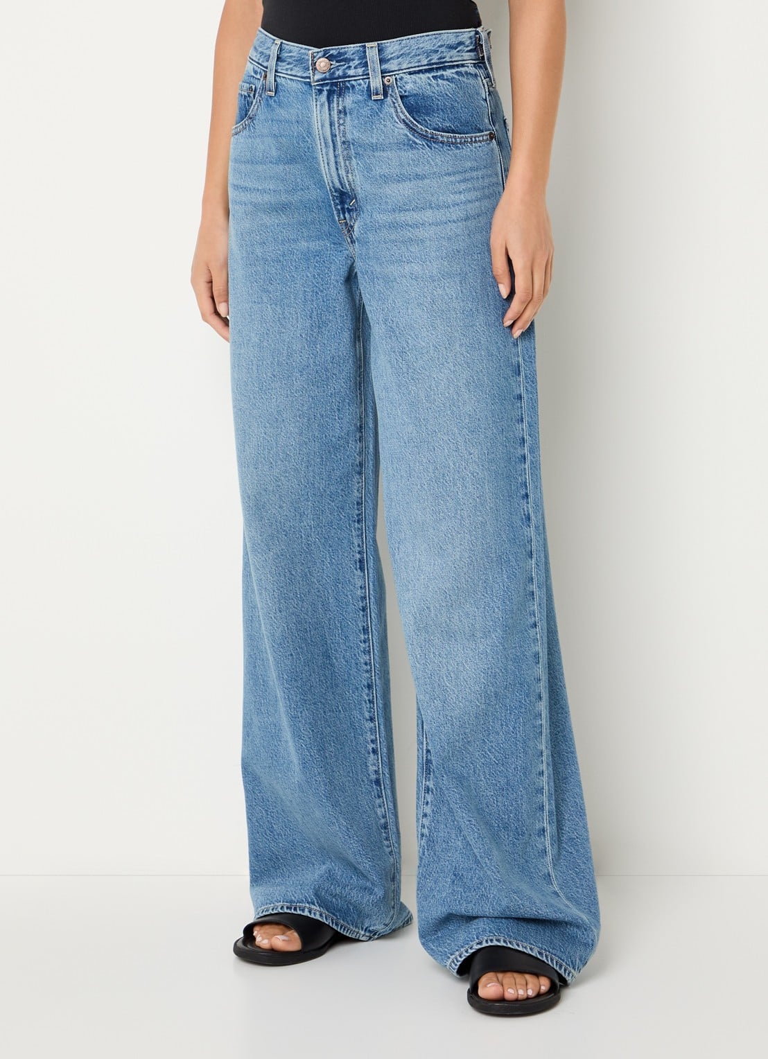 Levi's Cinch high waist wide leg jeans met medium wassing - detail 3 indigo