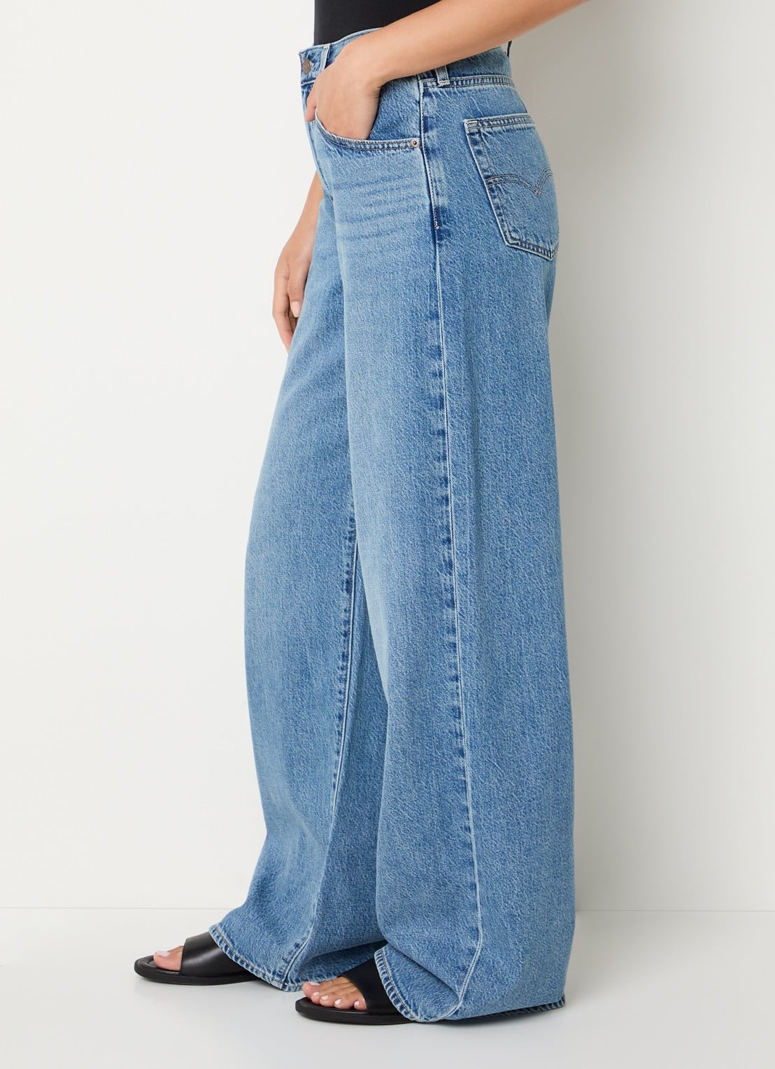Levi's Cinch high waist wide leg jeans met medium wassing - detail 4 indigo