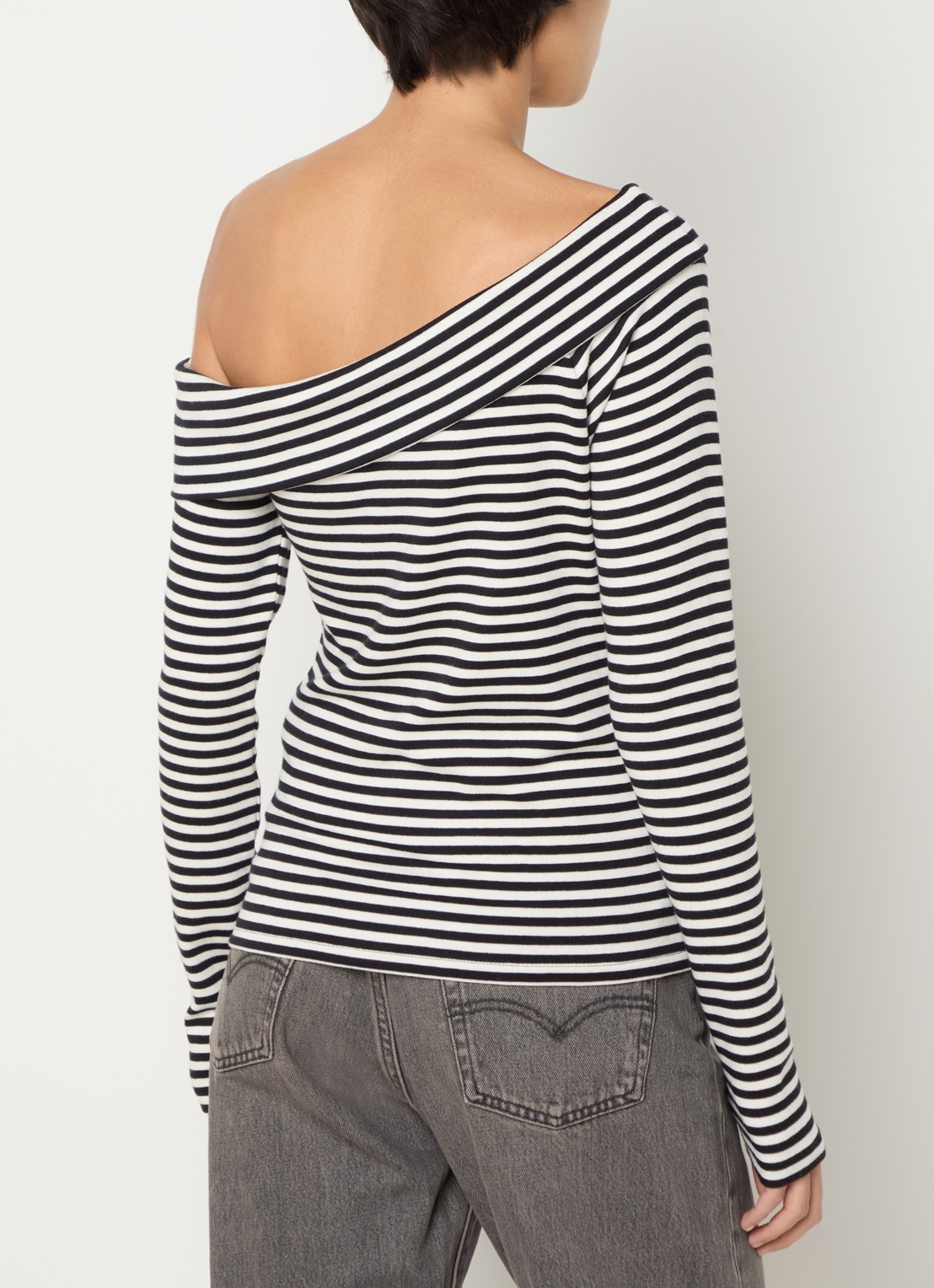 Levi's Clara fijngebreide off shoulder trui met streepprint - achterkant 2 wit