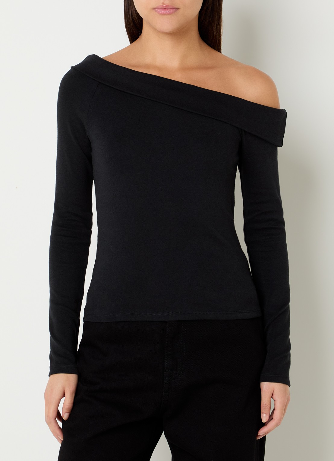 Levi's Clara one shoulder top met overslag - detail 3 zwart