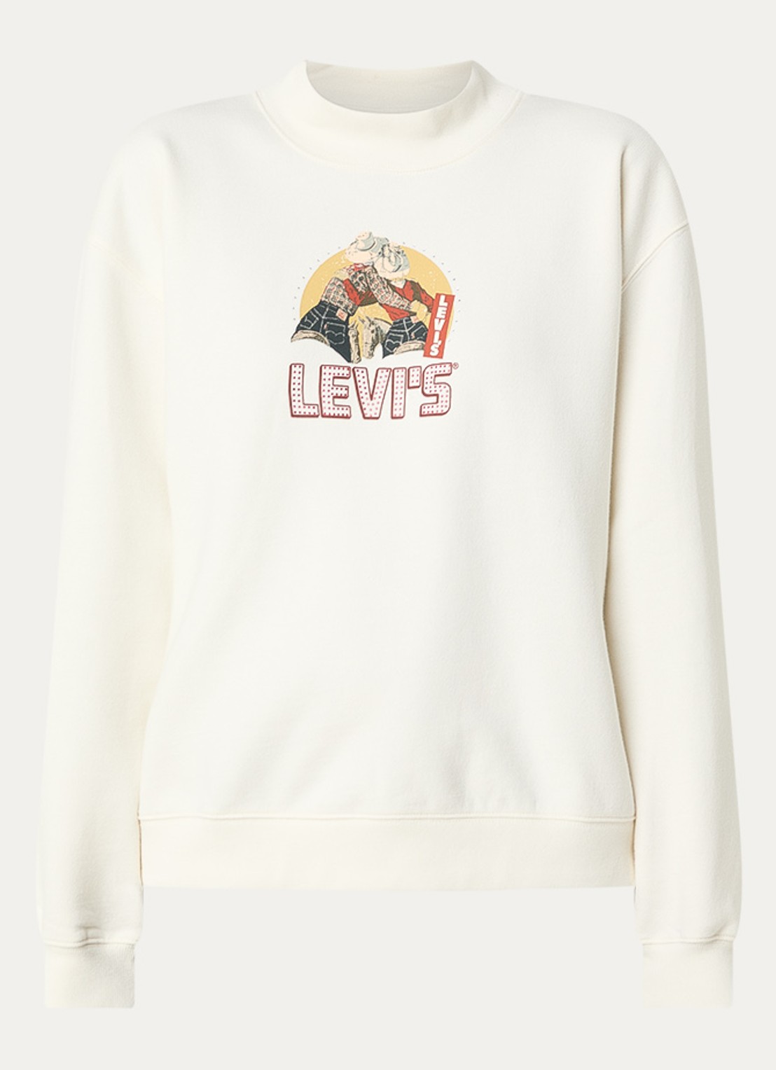 Levi's Collins sweater met logoprint - voorkant gebroken wit