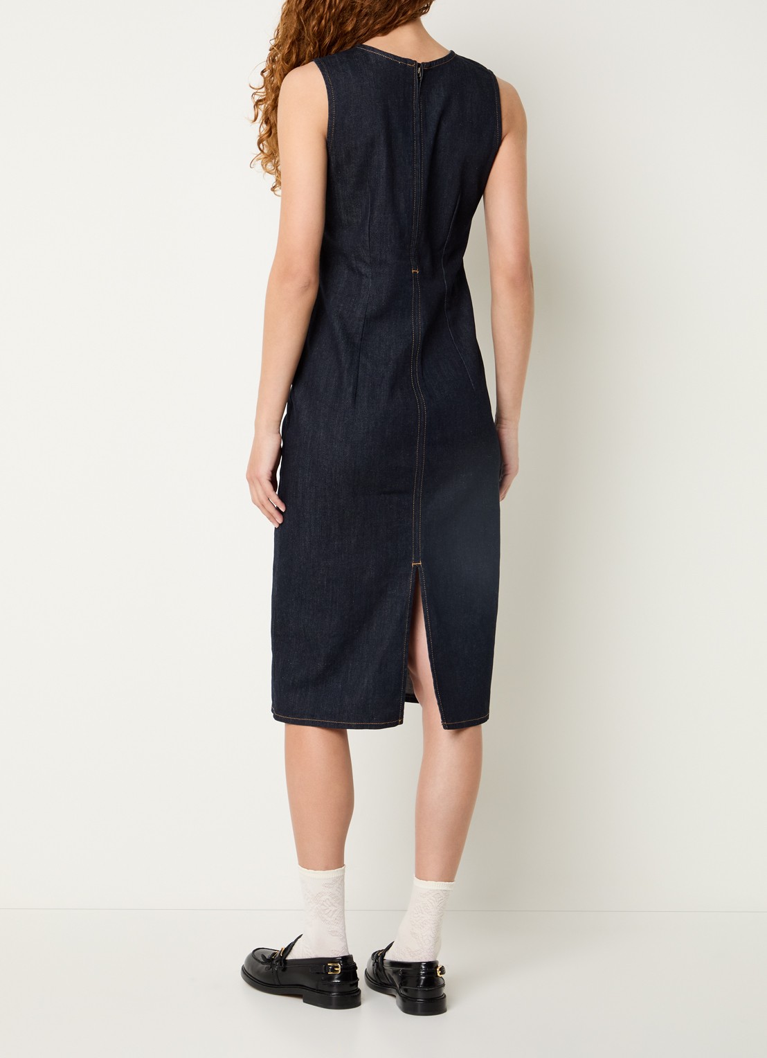 Levi's Column midi kokerjurk van denim  - achterkant 2 indigo